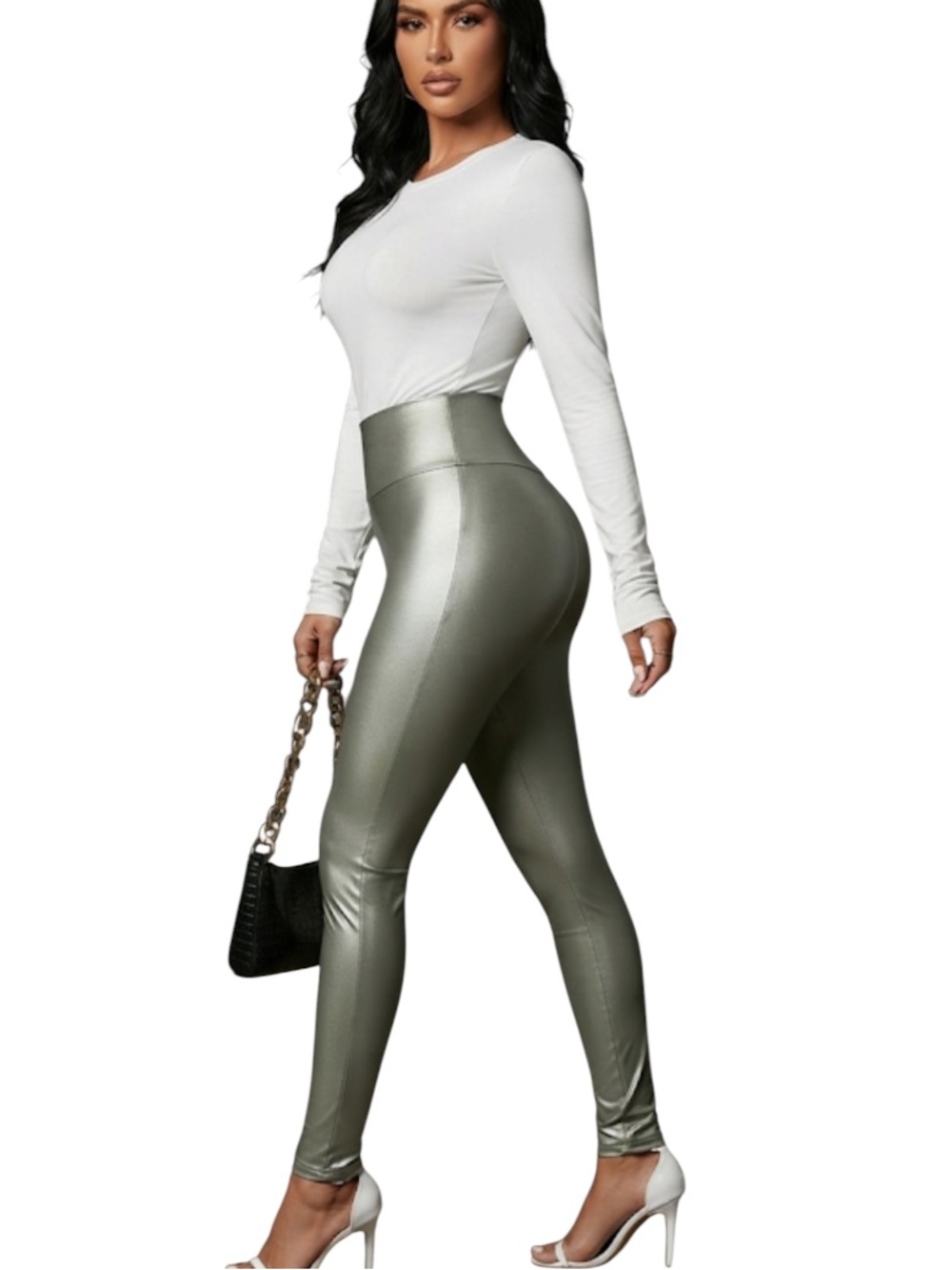 SHEIN Clasi Wideband Waist PU Leather Leggings size M new without tag